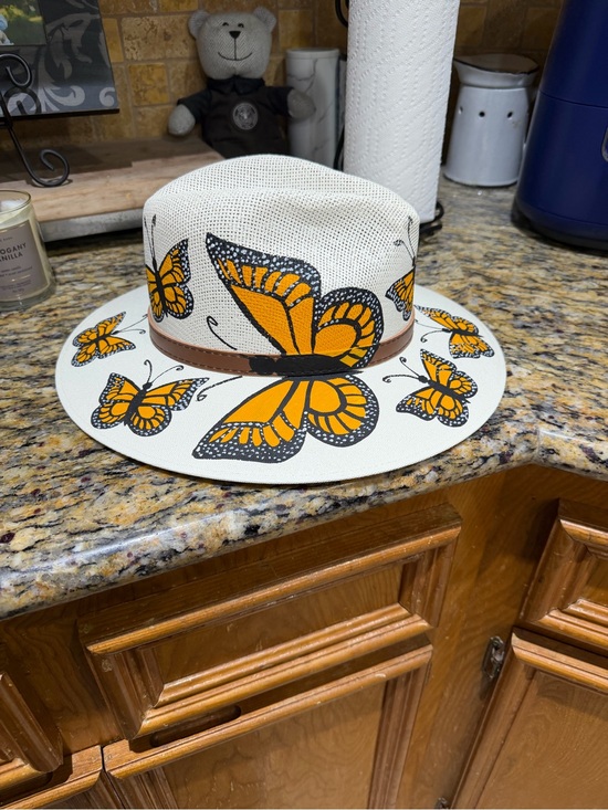 Accessories - Hand Painted Butterfly Hat from Mexico Size Medium